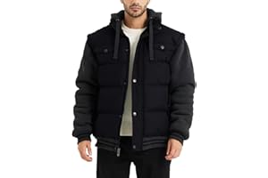 BEST SOUTH Men's Hooded Winter Coats Water Resistant Warm Thicken Insulated Full Zip Windproof Jackets with Pockets