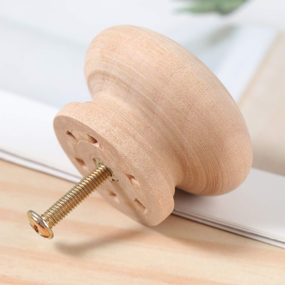 Healifty Beech Wooden Cabinet Knobs 15Pcs Round Drawer Handles 1.34 Inch Solid Wood Pulls for DIY Furniture Hardware - Image 5