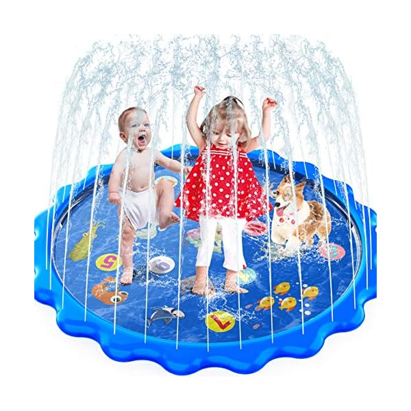 Toddlers-Toy-Splash-Pad-Sprinkler-Splash-Play-Mat-for-Toddlers-Inflatable-Outdoor-Party-Sprinkler-Pad-Wading-Pool-with-5-Patches-for-Kids-Age-2-Water-Toys-for-Summer-Outdoor-Garden-Beach-68 Toddler Toys - Splash Pad, Sprinkler & Splash Play Mat for Toddlers, Inflatable Outdoor Party Sprinkler Pad Wading Pool…
