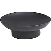 Deco 79 Ceramic Decorative Bowl Wide with Elevated Base, 16" x 16" x 6", Black