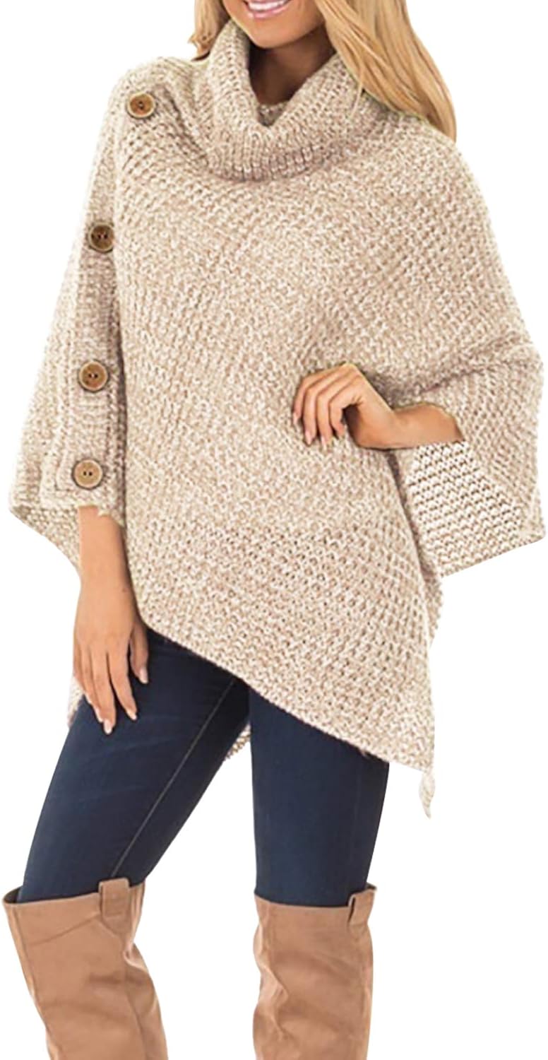 Poncho Maglione Donna Con Frange - Lavorato A Maglia, Coprispalle Elegante, Taglia Unica
