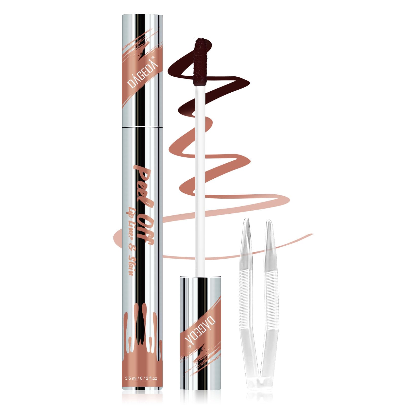 Prreal Peel Off Lip Liner Stain, Lip Stain Peel Off Tattoo Lip Liner with Tweezer, Transfer Proof, Waterproof, Long Lasting Lip Gross, Highly Pigmented Matte Finish Lip Tint Stain Lipstick(02 Vintage)