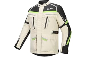 ILM Men's Street Motorcycle Jacket with CE Armor and Detachable Thermal Liner All Season Waterproof Adventure Touring Jackets Model JRL3 Cream, XL