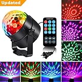 Kingso Dj Lights Sound Activated Party Light Disco Ball Mini Rotating Magic Strobe Club lighting Effect Led Stage Lights Par With Remote For Christmas KTV Xmas Wedding Show Pub - RGB 3W 7 Color