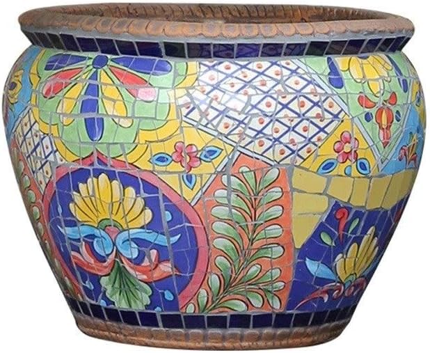 ZHKY Creative Characteristic Mexico Color Ceramics Flower Pot Villa Patio Mosaic Process Container Outdoor Garden Decor Planter Wedding Birthday External Planters (Size : L)