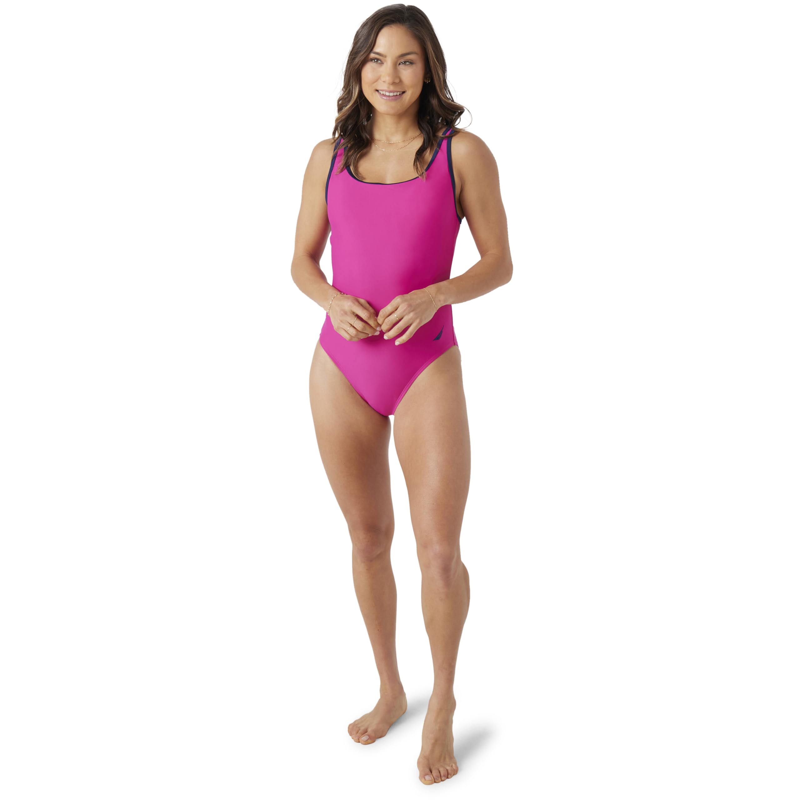 Nautica Women’s One-Piece Swimsuit – Slimming Tummy Control Bathing Suit, Quick-Dry, Bikini Swimsuit, Pink, Small