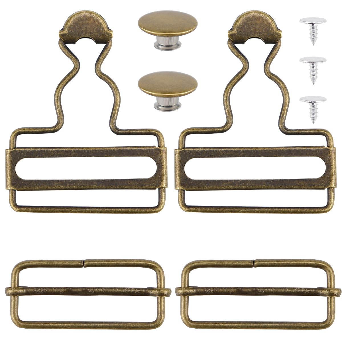 FERCAISH 2 Sets of Dungarees Clips Replacement, Metal Dungarees Buckles with Sliding Buckle, Braces Buckles for Suspenders Trousers Jackets Jumpsuits Children's Overall (38 mm Bronze), bronze, 38 mm