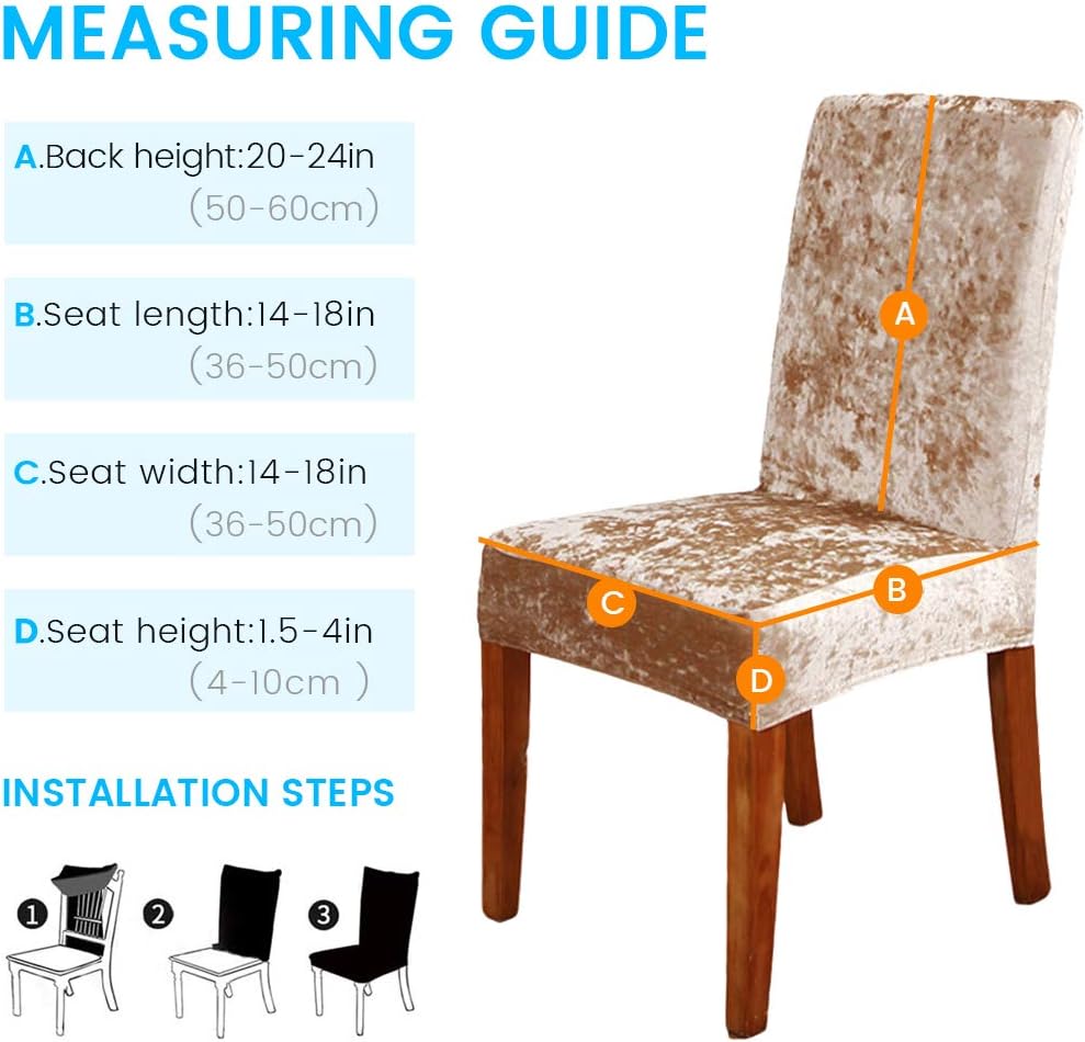 ele ELEOPTION Crushed Velvet Chair Covers Elastic Chair Covers Removable Velvet Chair Protector for Hotel Office - Image 3