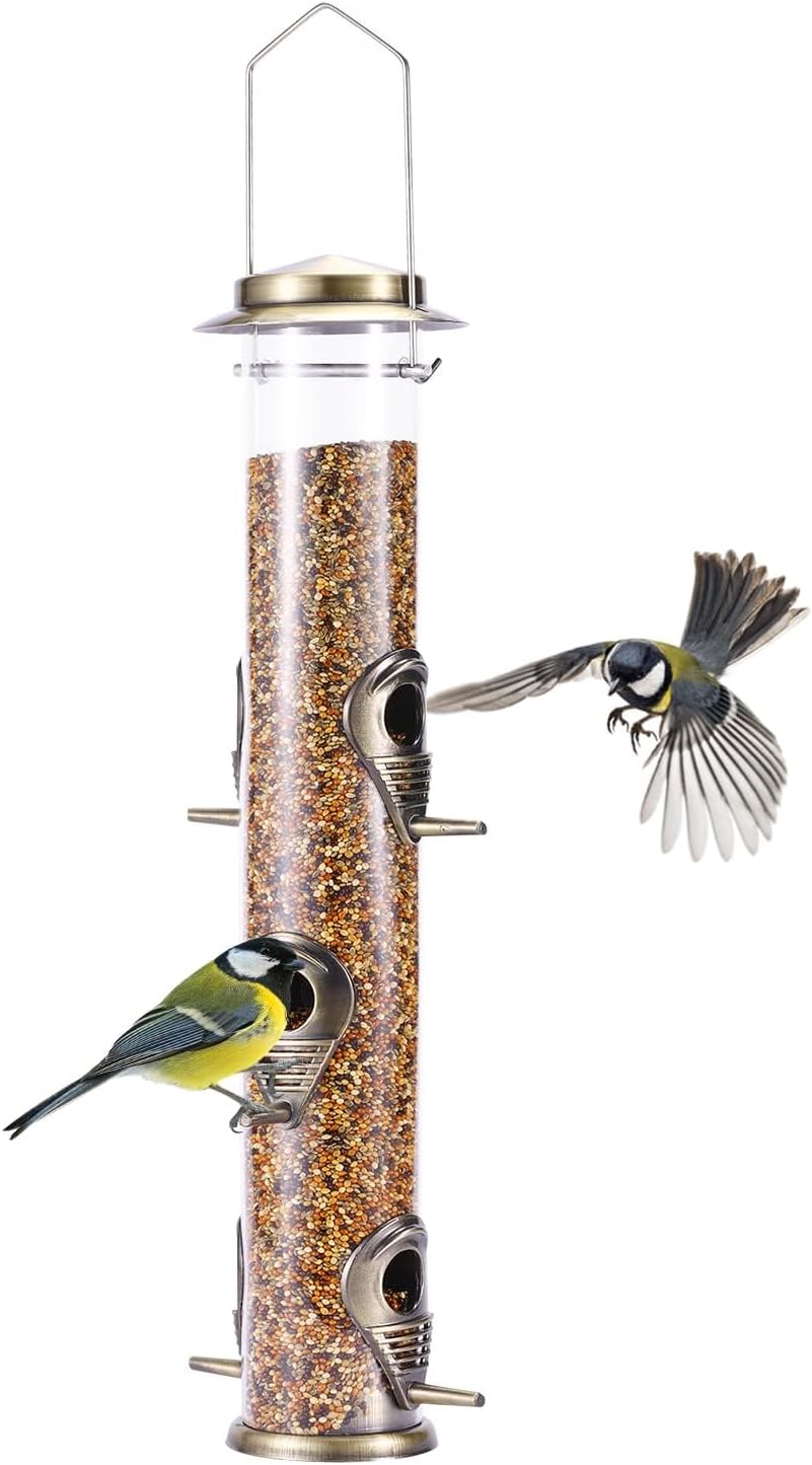 Urban Deco Metal Bird Feeder 6 Port Tube Hanging Feeder Weatherproof