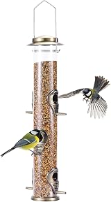 Urban Deco Metal Bird Feeder 6 Port Tube Hanging Feeder Weatherproof