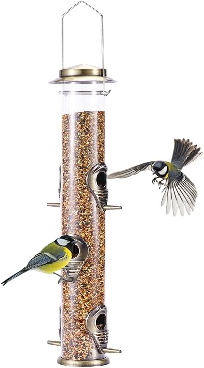 Urban Deco Metal Bird Feeder 6 Port Tube Hanging Feeder Weatherproof