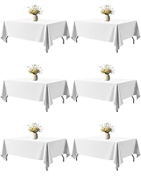 Niuara White Fabric Rectangle Table Cloth - 6
