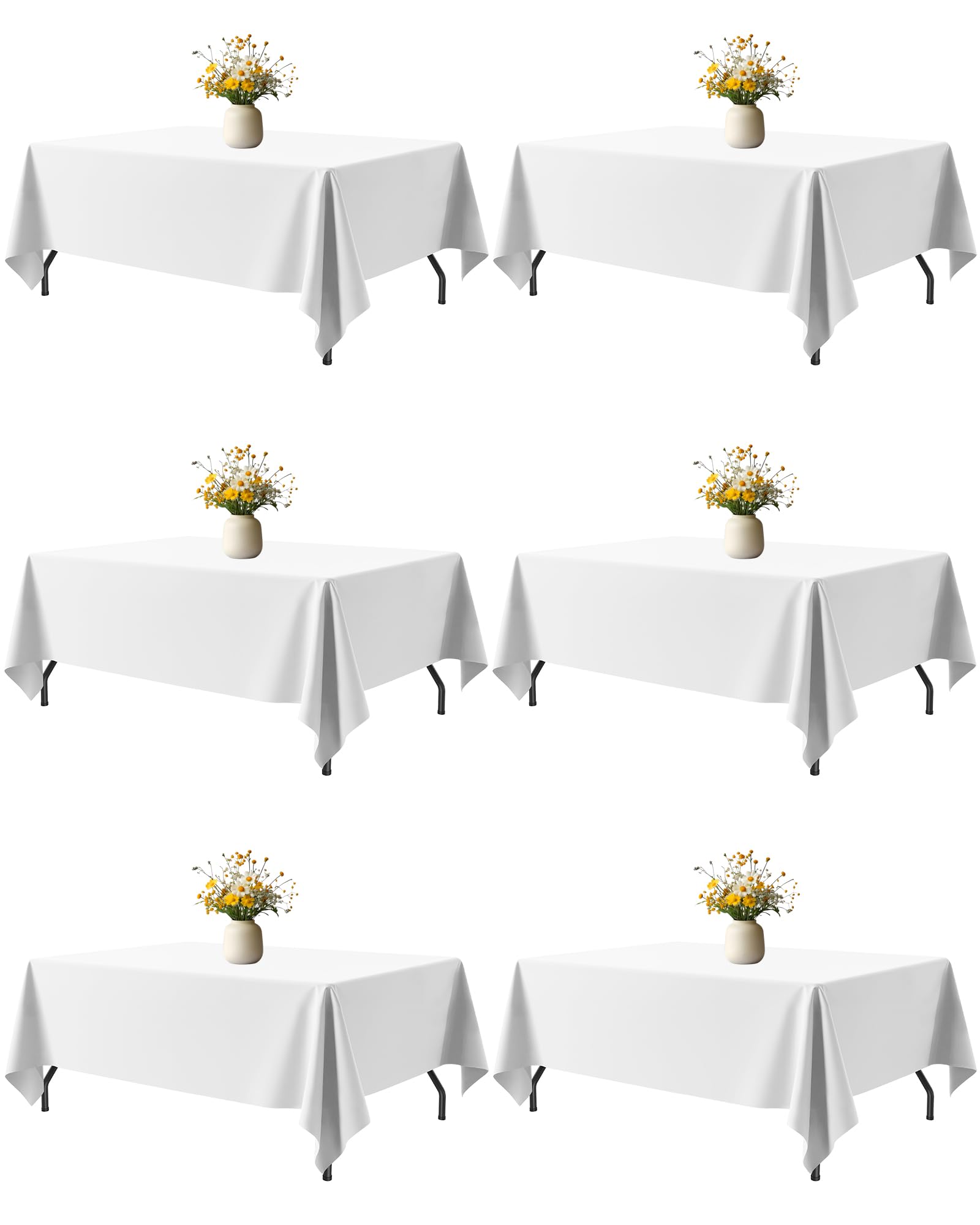 Niuara White Fabric Rectangle Table Cloth - 6