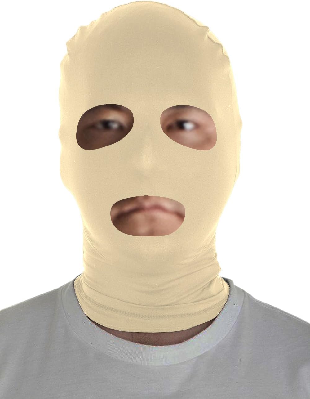 Marvoll Lycra Spandex Eyes & Mouth Holes Zentai Mask Hoods Halloween Costumes (Adults, Skin)