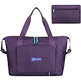 Expandable Travel Duffle Bag for Women Men, Lightweight Foldable Travel Tote Bags Gym Bag, Large Waterproof Carry On Weekender Overnight Bag with Wet Pocket for Workout, Fitness, Shopping Purple