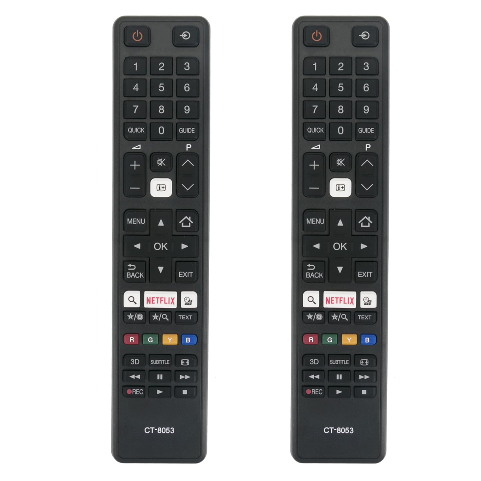 2Pcs CT-8053 Replace Remote Control fit for Toshiba TV 43L3733DG 65U6763DA 32W3763DG 32W3753DG 75U6763DA 28W3754DG 43U6763DG 40L3663DG 43U6763DA 49U5766DA 49L3763DG49V6763DG 55X9863DA