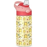 Kigai Cartoon Giraffe Kids Water Bottle, Insulated Stainless Steel Water Bottles with Straw Lid, 12 oz BPA-Free Leakproof Duck Mouth Tumbler for Boys Girls