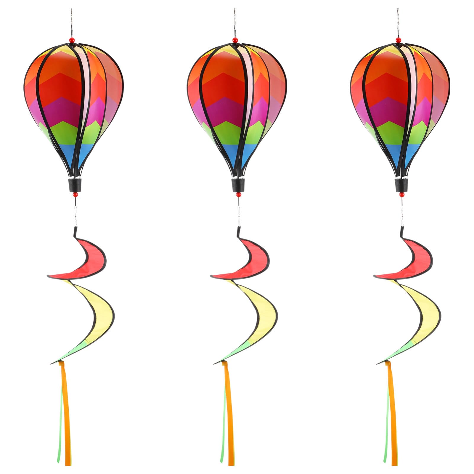 Cabilock 3pcs Hanging Wind Spinner Rainbow Rainbow Windsock Hot Air Balloon Wind Spinner Colorful Outdoor Whirligig Toy Garden Decor (Random Color)