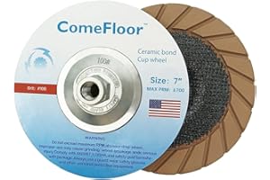 COMEFLOOR Concrete Grinding Cup Wheel 7" Ceramic Diamond Cup Wheel for Floor Grinding, Fits 5/8"-11 Arbor Angle Grinder,100# Medium