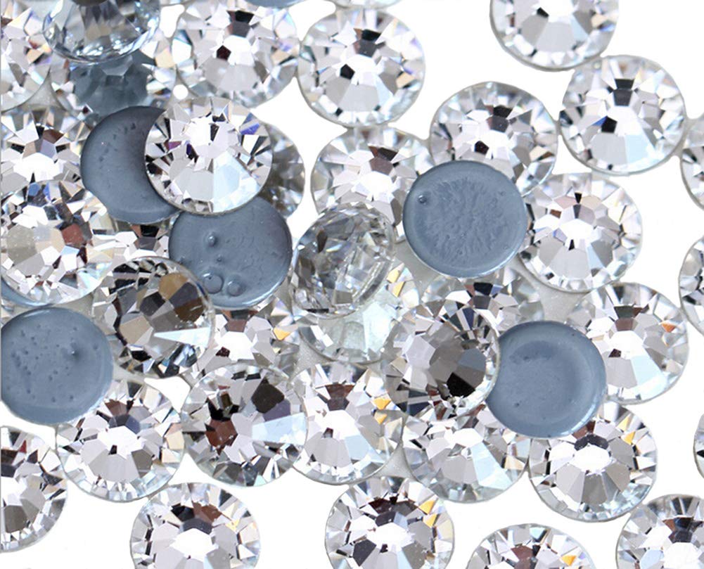 Jollin Hot Fix Crystal Flatback Rhinestones Round Diamond Glass Gems 6.4mm(30ss, 288pcs, Crystal Clear)