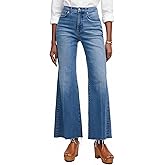 YEXPINE Women's High Waisted Flare Jeans Stretchy Raw Hem Bootcut Denim Pants Bell Bottoms