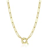 BOUTIQUELOVIN 14K Gold Plated Lock Necklace for Women Paperclip Link Chain Padlock Necklace Non-Tarnish