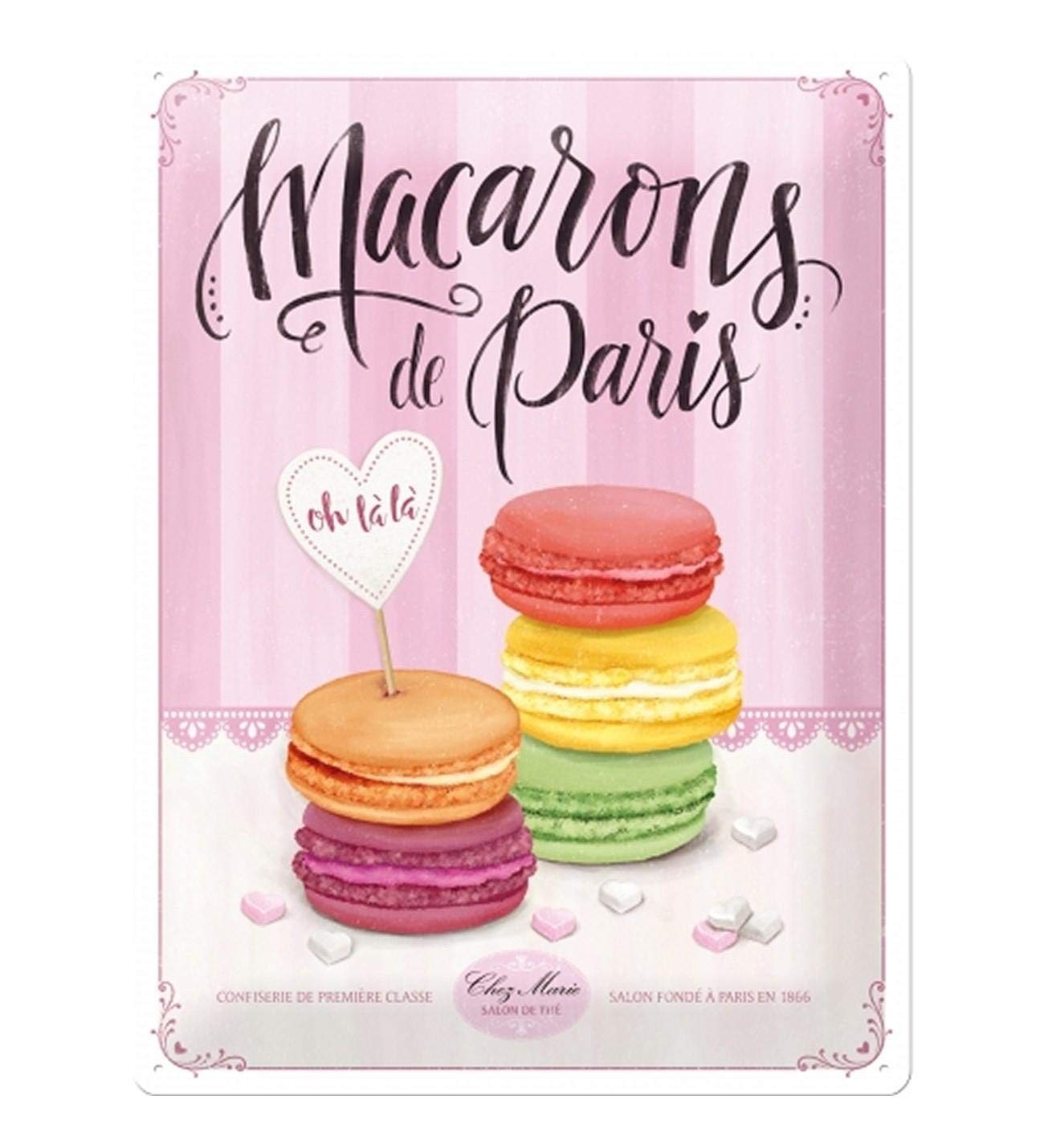 Nostalgic-Art Home & Country - Macarons - Gift idea for fans of nostalgiaRetro Tin SignMetal PlaqueVintage design for decoration30 x 40 cm