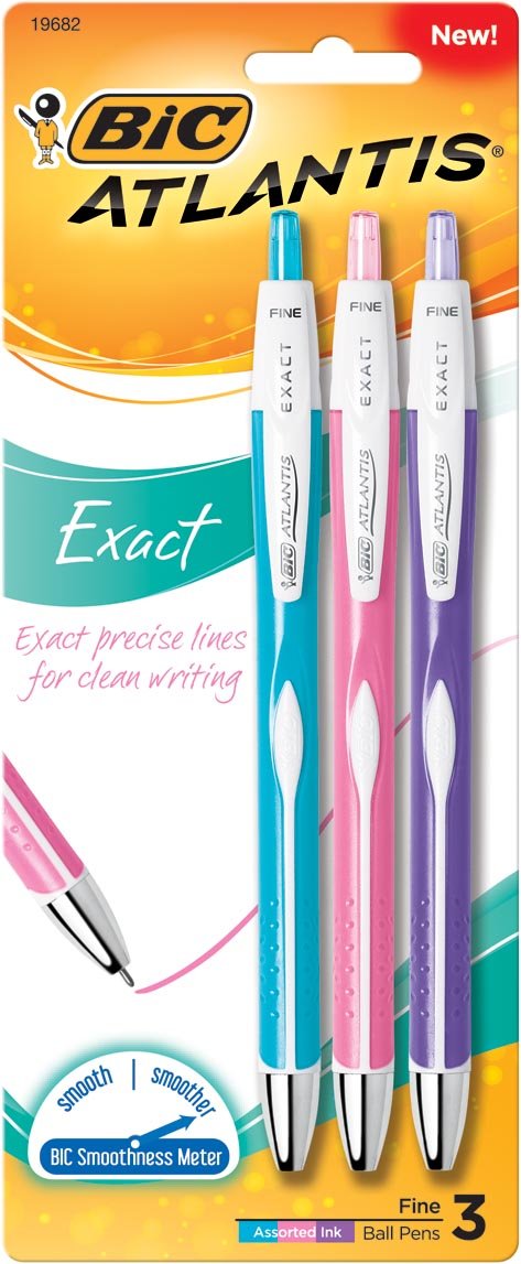  Atlantis Exact Fashion Retractable Ball Pen, Fine Point 0.7mm