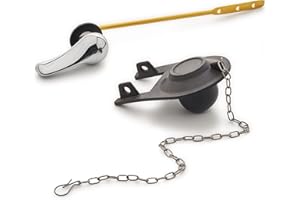 Qualihome Front Mount Chrome Toilet Handle Replacement Kit with 2 Inch Universal Toilet Flapper Replacement Kit and Stainless Steel Toilet Flapper Chain