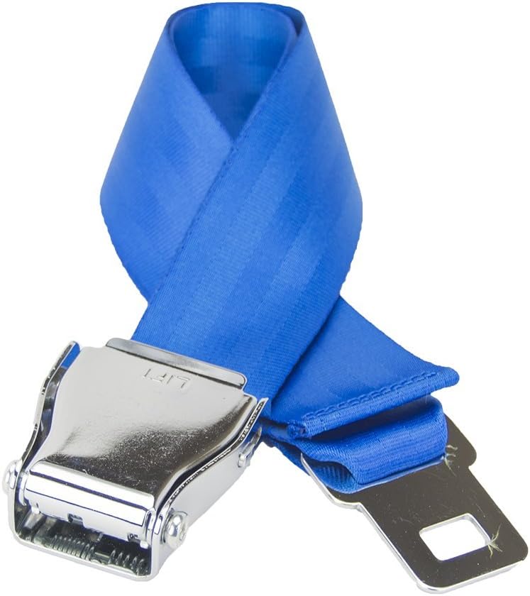 Flybuckle Airplane Fashion Belt #1 Favorite Unique Seat Belt Buckle Design - Cobalt Blue. Small Size.