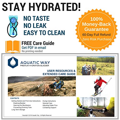 Aquatic Way Hydration Bladder Water Reservoir for Bicycling Hiking Camping Backpack. BPA Free. Easy Clean Large Opening, Quick Release Insulated Tube with Shutoff Valve (Blue-A Clean Kit) - Thumbnail 7