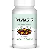 Maxi Health&reg; Magnesium with Vitamin B6 (120 Capsules) | Kosher | Magnesium Glycinate &amp; Oxide with Vitamin B6 | Energy, Muscle, Nerve &amp; Bone Support | Vegetarian | Doctor Formulated