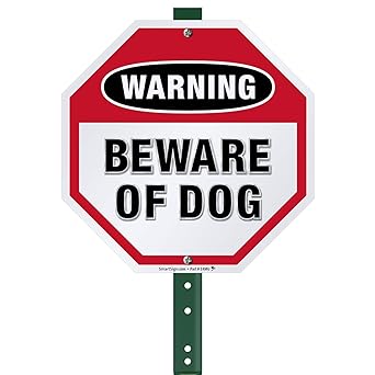 Amazon Com Smartsign Warning Beware Of Dog Sign With Stake 3 Feet Tall For Yard Lawn 10 Inches Octagon Stop Shape Aluminum Metal Sign For Outdoors Rust Proof Industrial Scientific
