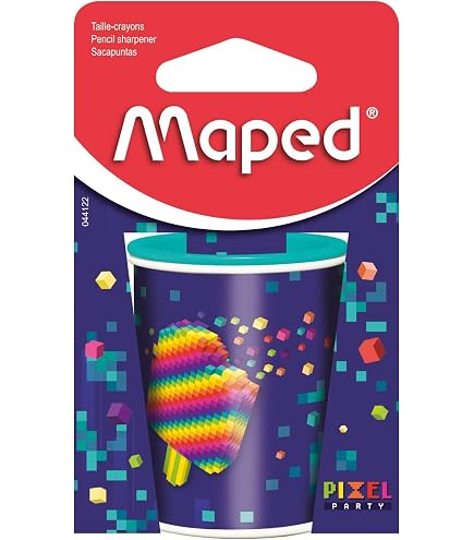 Maped Sacapuntas Metálico Planeta – Sacapuntas De 1 Agujero Con Depósito, Diseño Ergonómico Y Resistente, Formato Compacto – Color Aleatorio