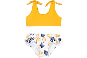 ADXSUN Toddler Girls Swimsuit Color Block Swimwear Kids Two Piece Bathing Suits Bowknot Beach Bikini Set
