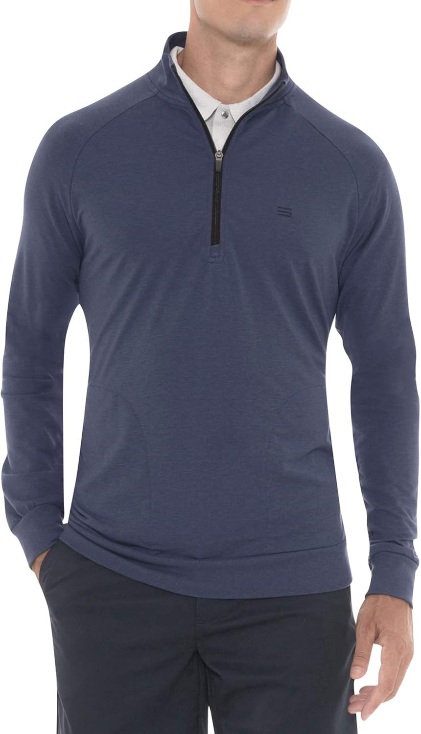 Mens Lightweight Dry Fit Pullover - Long Sleeve Half Zip Golf Jacket for Men: Clothing