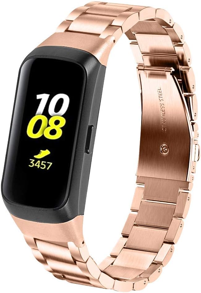 TenCloud Strap for Galaxy Fit Straps Replacement Metal Stainless Steel Arm Bands Bracelet Wristbands Compatible with Samsung Galaxy Fit SM-R370 Activity Tracker (Rose gold) - Image 3