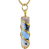 Amazing Gemstone Moonstone Necklace for Women - Premium Rainbow Moonstone Crystals Necklace for Women - Jewelry to bring Balance, Harmony, Creativity, Endurance and Inner Confidence.