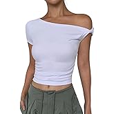 Off The Shoulder Tops for Women Sexy Short Sleeve Bad Girl Going Out Crop Tops Trendy Streetwear Fitted T Shirt Basic tees