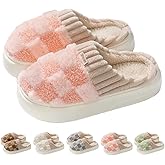 VTTDB Checkered Slipper House Slippers for Women Men Plush Warm Fuzzy Slippers Flyffy Bedroom Shoes Indoor Slip On