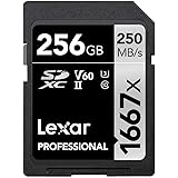Lexar Professional 1667x 256GB SDXC UHS-II Card, Up To 250MB/s Read, for Professional Photographer, Videographer, Enthusiast 