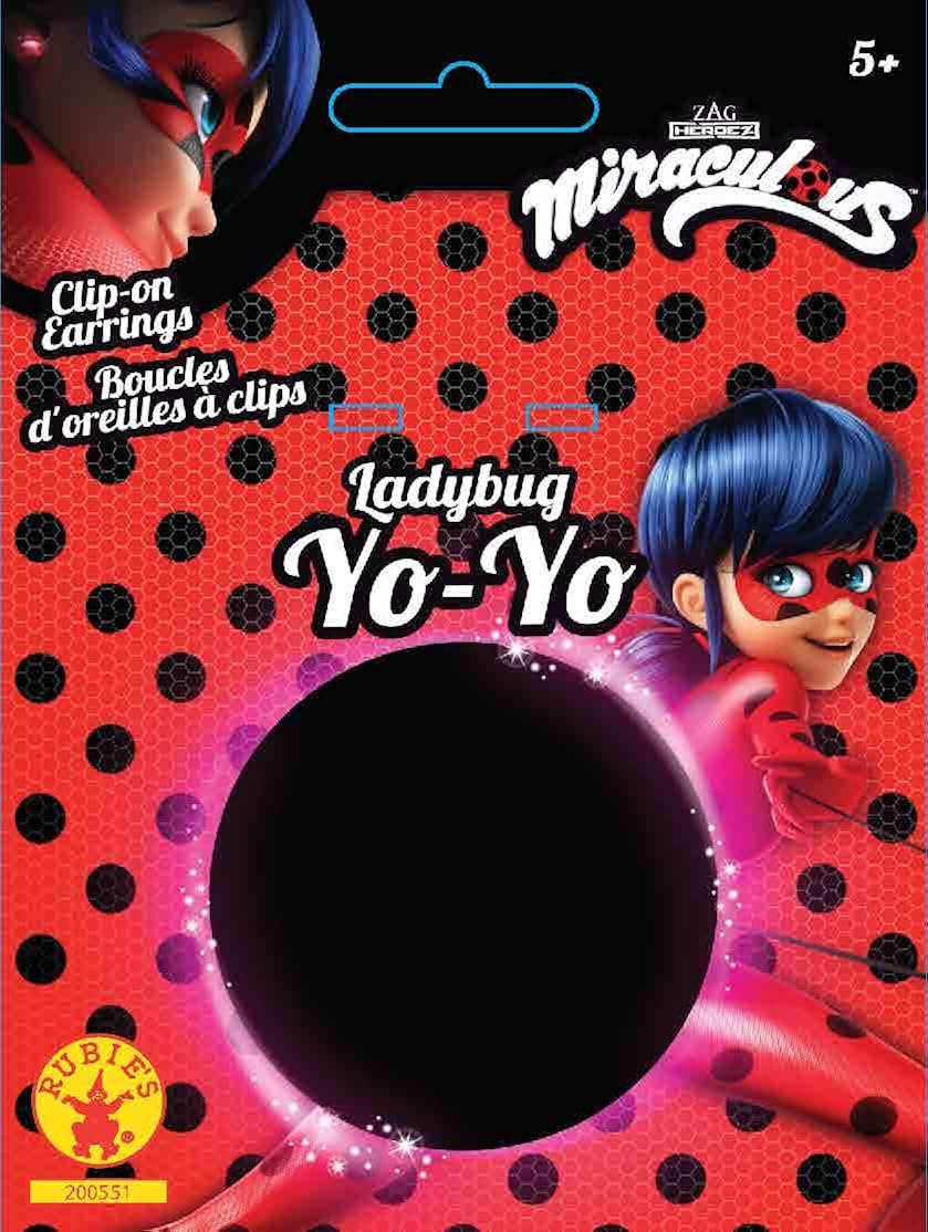 Rubies Official Miraculous Ladybug Childs Clip-on Earrings and Yo-Yo Set, Fancy Dress Accessory Set Halloween - Image 3