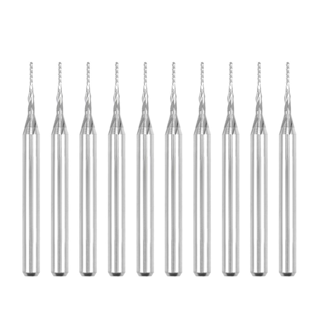 sourcing map 10Pcs 0.6mm Carbide End Mill Engraving Milling Cutter CNC Router Bits for PCB Machine, 1/8" Shank