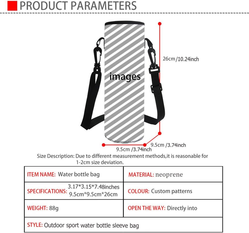 HUGS IDEA Shoulder Strap Water Bottle Carrier Flower Print Neoprene Insulated Bottle Bag Pouch, Flower2 - Image 3