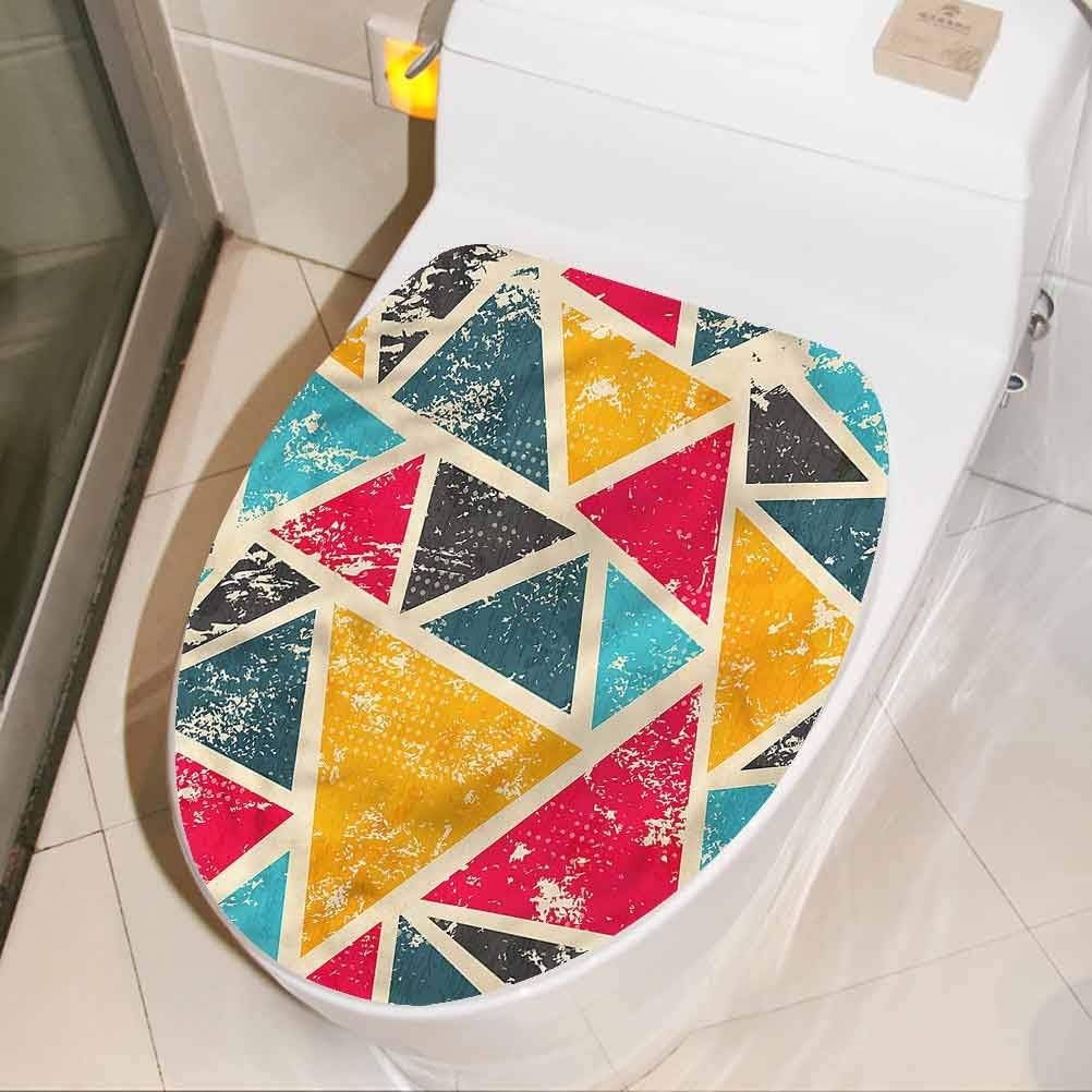 Toilet Sticker Retro, Funk Art Grungy Abstract 3D Toilet Seat Lid Cover