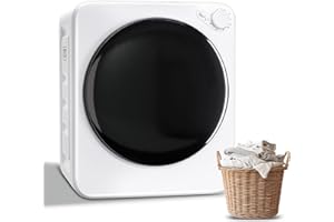 DOGHLY 1.8 Cu.Ft Compact Portable Dryer, Electric Clothes Dryer with 5 Automatic Drying Modes and Stainless Steel Tub, Simple Control Knob for Apartment, Dorm and Small Spaces, White
