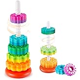 Eivaai Baby Spinning Stacking Toys Sensory Toys for Toddlers 1-3, Rainbow Ring Spin Montessori Toys for Babies 6-12 Months, A