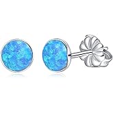 Limerencia Titanium Earrings, White/Blue/Black Opal Stud Earrings, F136 Implant Grade|Suitable for Sensitive Ears of Both Men and Women