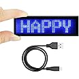 LED Name Tag, OUHL Upgraded LED Name Badge Cellphone Programmable Rechargeable Business Badges Mini LED Display for Party Shop Night Club (Blue)