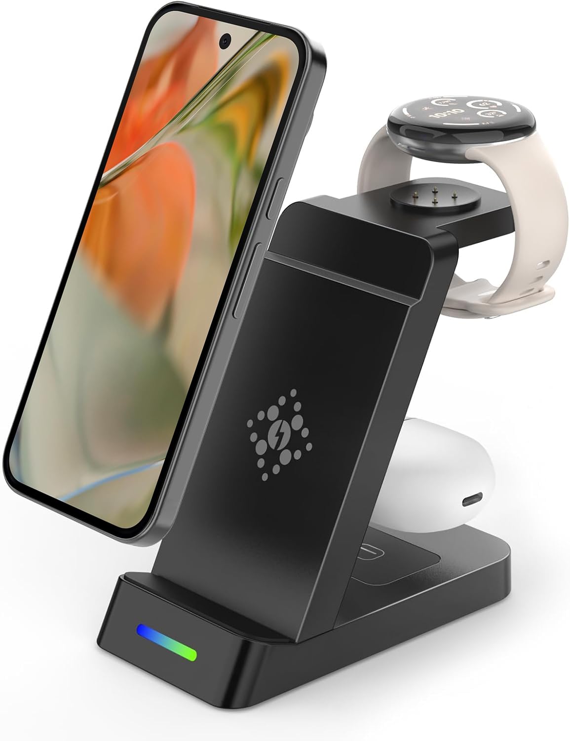 Aimtel 3 in 1 Wireless Charger Compatible with Google Pixel Watch 3/2/Versa 4/3,Pixel 9/8/7/6/5/4/3/Pro/XL,Pixel Buds Pro/2,Wireless Charging Station for Multiple Devices (Not for Pixel Watch 1)